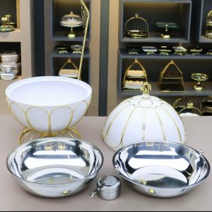 White and Gold Lined Dishes