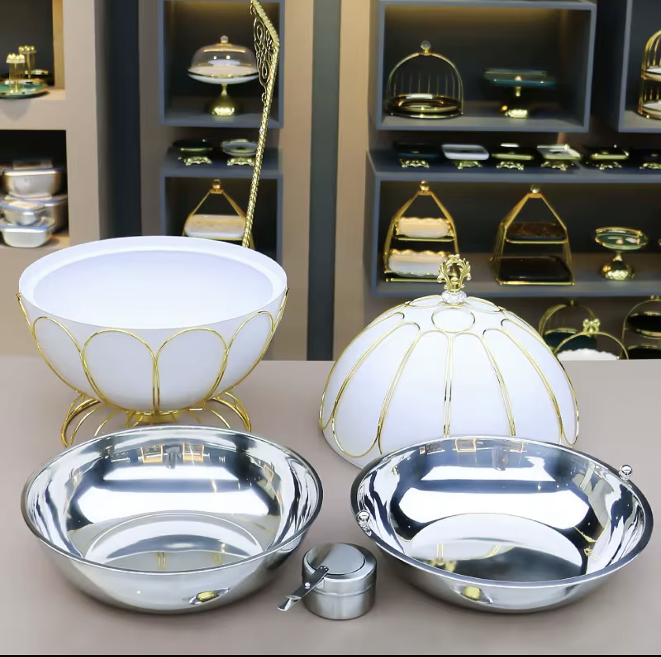 White and Gold Lined Dishes